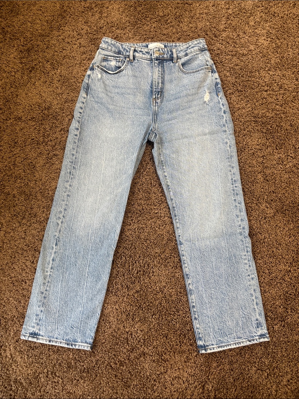 Loft Straight Ankle Crop Jeans Size 27/4 Light Distressing